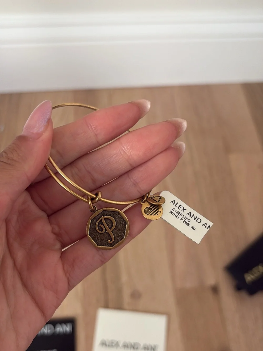 Alex and Ani Gold Tone Expandable Charm Bangle Bracelet